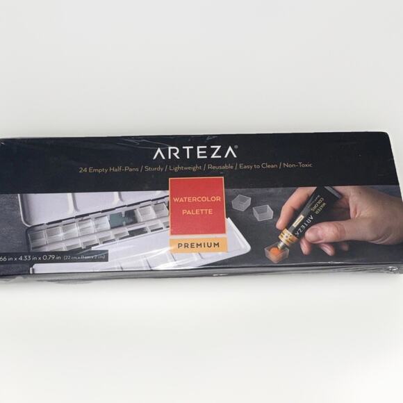 ARTEZA Empty Watercolor Palette Tin 24 Half Pans Customizable Portable Empty . - Picture 1 of 2
